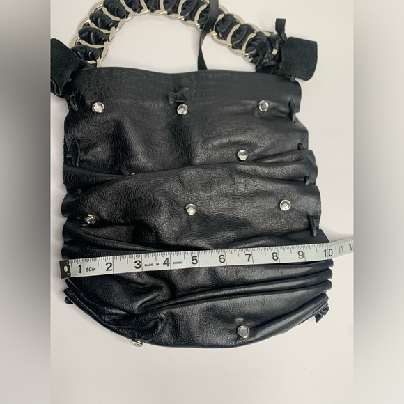 DAVID GALEN WOMENS SCRUNCHED LEATHER SHOULDER BAG PURSE WITH BLING - Picture 9 of 14